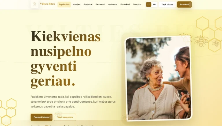 Vilties Bitės — svetainė, pagrindinis puslapis