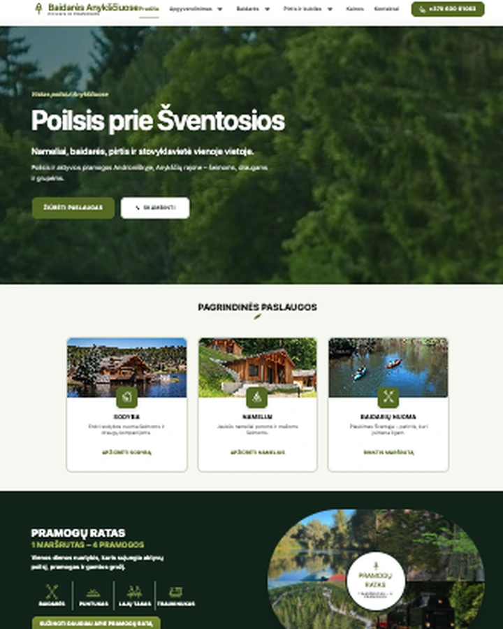 Baidarių ir poilsio Anykščiuose svetainės pagrindinis puslapis