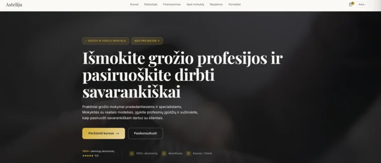 Astelija — el. parduotuvė, pagrindinis puslapis
